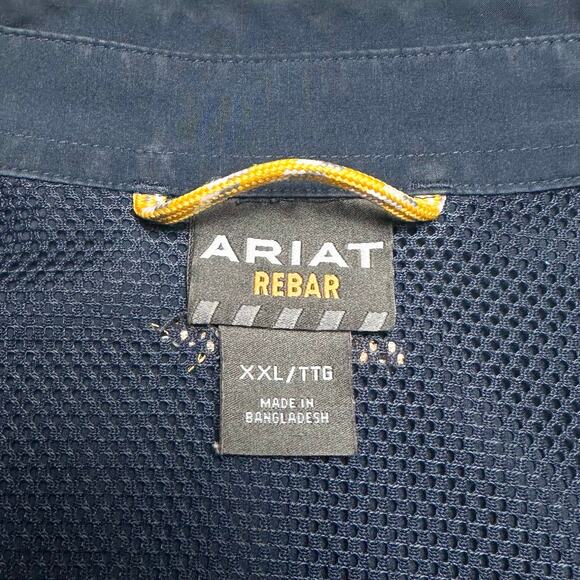 Ariat | Men | Rebar Made Tough Navy Vented SS Button Up Work Shirt | Size XXL - Picture 7 of 14